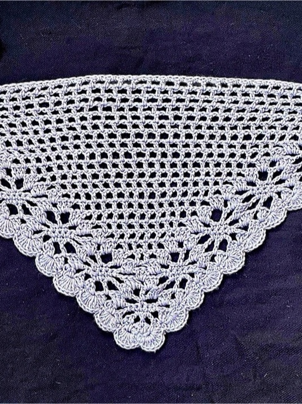 Lavender periwinkle floral mesh lace handmade crochet bandana in silk soft bambo